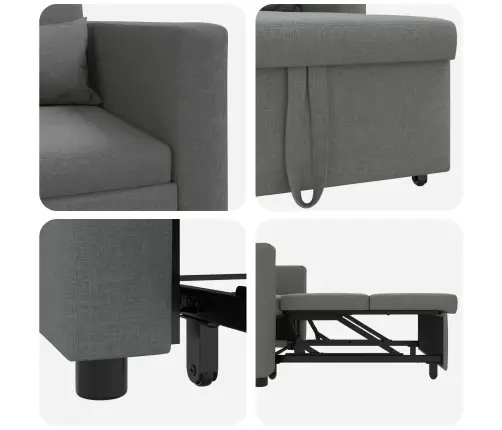 Lükandvoodi Ühele Inimesele Tumehall 90 X 165 X 87 Cm Kangas