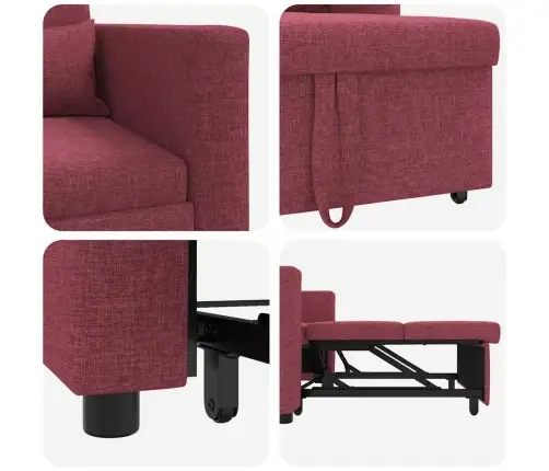 Üksik Diivanivoodi Veinipunane 90 X 165 X 87 Cm Kangas