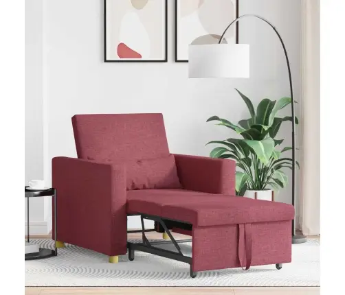 Ištraukiamas Sofa-Lova Vienvietis Vyno Raudonumo Audinys