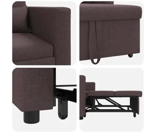 3-In-1 Vienvietīgs Dīvāngulta Pārvēršams Tumši Brūna Auduma Vidaxl