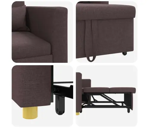 Lükandvoodi Ühele Inimesele Tumepruun 90 X 165 X 87 Cm Kangas