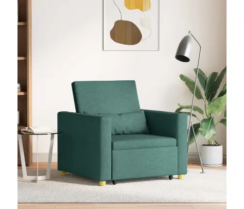 3-In-1 Vienvietīga Dīvāna Gulta Transformējama Tumši Zaļā Audumā Vidaxl