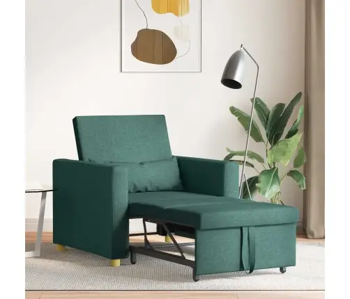 3-In-1 Vienvietīga Dīvāna Gulta Transformējama Tumši Zaļā Audumā Vidaxl