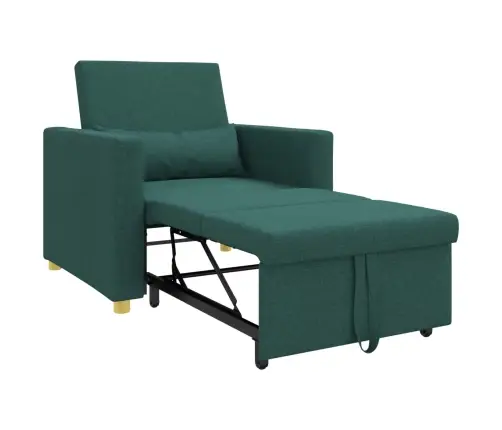 3-In-1 Vienvietīga Dīvāna Gulta Transformējama Tumši Zaļā Audumā Vidaxl