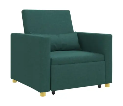 3-In-1 Vienvietīga Dīvāna Gulta Transformējama Tumši Zaļā Audumā Vidaxl