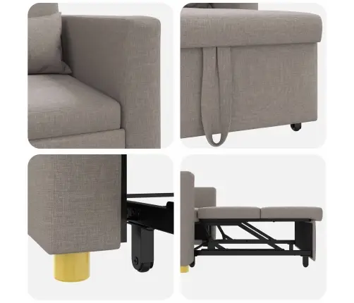 3-In-1 Vienvietīgs Dīvāngulta Pelēkbrūnā Audumā Vidaxl