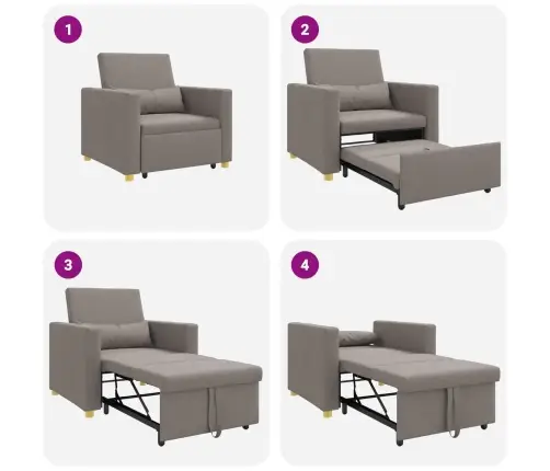 3-In-1 Vienvietīgs Dīvāngulta Pelēkbrūnā Audumā Vidaxl