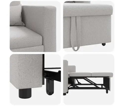 3-In-1 Vienvietīgā Dīvāngulta Mākoņpelēkā Audumā Vidaxl 3-In-1 Vienvietīgā Dīvāngulta Mākoņpelēkā Audumā Vidaxl