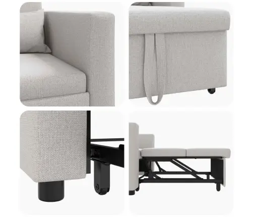 3-In-1 Vienvietīgā Dīvāngulta Mākoņpelēkā Audumā Vidaxl