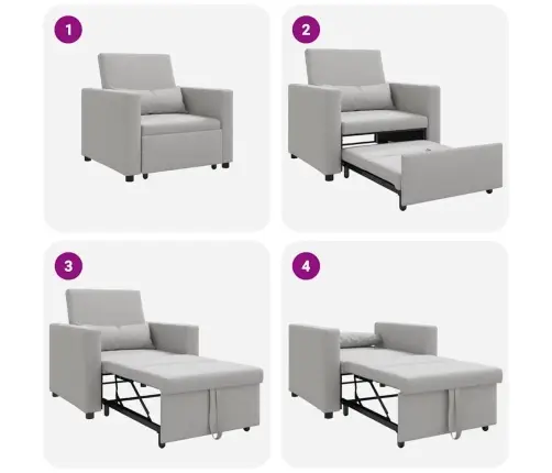 3-In-1 Vienvietīgā Dīvāngulta Mākoņpelēkā Audumā Vidaxl 3-In-1 Vienvietīgā Dīvāngulta Mākoņpelēkā Audumā Vidaxl