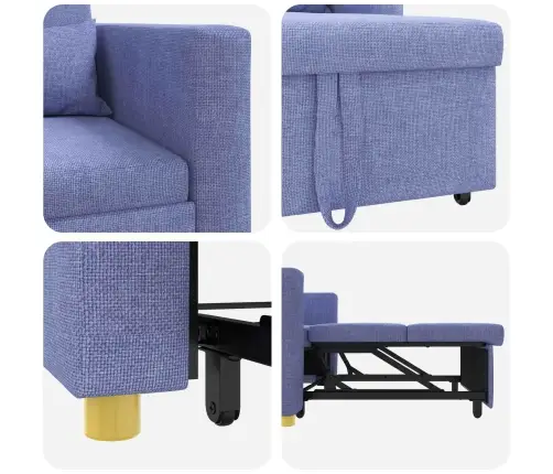 Ištraukiamas Sofa-Lova Vienvietis Džinsinė Mėlyna Audinys