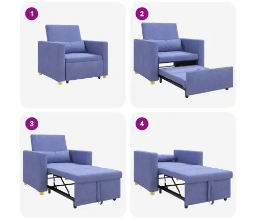 Ištraukiamas Sofa-Lova Vienvietis Džinsinė Mėlyna Audinys