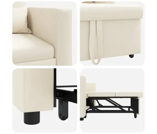 Üksik Diivanivoodi Ratastega Kreemvalge 90 X 165 X 87 Cm Kangas