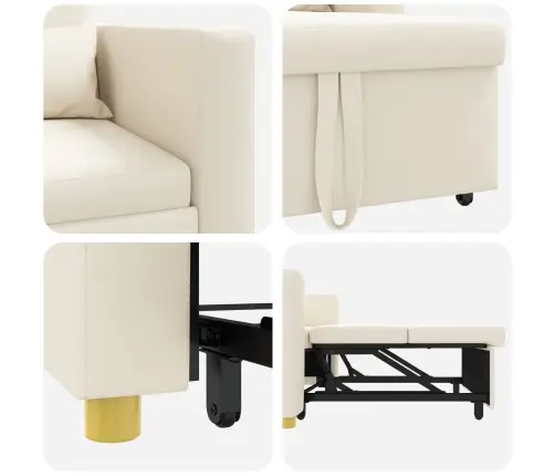 Lükandvoodi Ühele Inimesele Kreemvalge 90 X 165 X 87 Cm Kangas