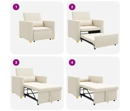 Lükandvoodi Ühele Inimesele Kreemvalge 90 X 165 X 87 Cm Kangas