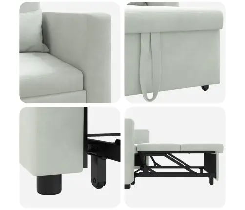 Lükandvoodi Ühele Inimesele Helehall 90 X 165 X 87 Cm Samet