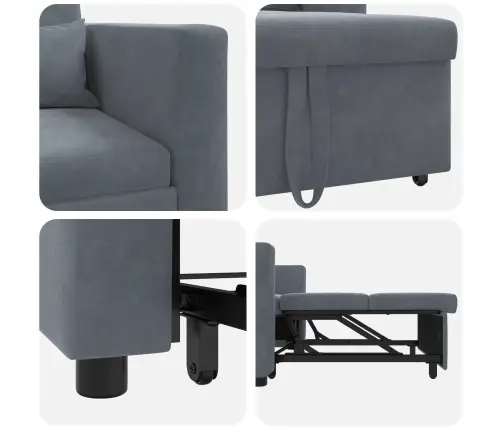 Ištraukiamas Sofa-Lova Vienvietis Su Ratu Tamsiai Pilka