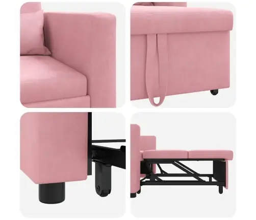 Üksik Diivanivoodi Ratastega Heleroosa 90 X 165 X 87 Cm Samet