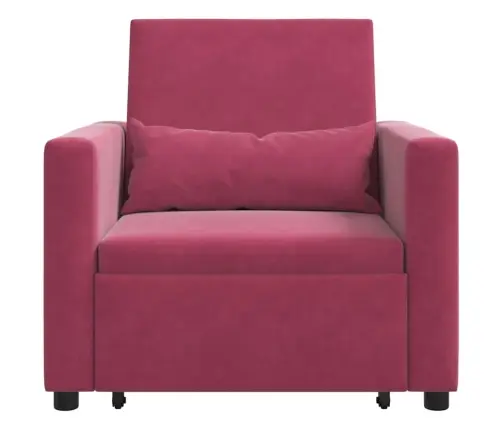 3-In-1 Vienvietīgā Dīvāngulta Pārveidojamā Bordo Samtā Vidaxl