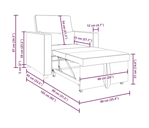 Ištraukiamas Sofa-Lova Vienvietis Juoda 90 X 165 X 87 Cm