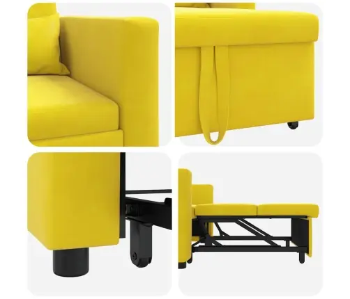 Üksik Diivanivoodi Ratastega Kollane 90 X 165 X 87 Cm Samet