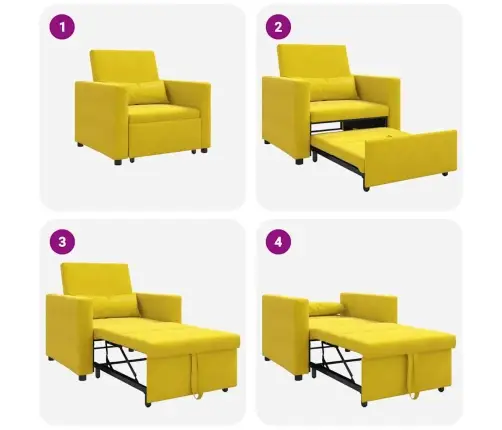 Üksik Diivanivoodi Ratastega Kollane 90 X 165 X 87 Cm Samet