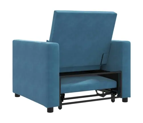 3-In-1 Viens Dīvāngulta Pārveidojams Zils Samts Vidaxl