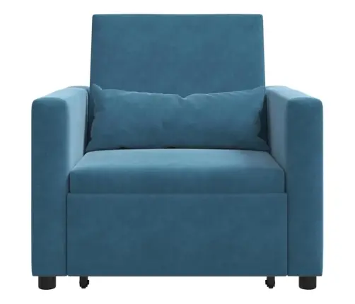 3-In-1 Viens Dīvāngulta Pārveidojams Zils Samts Vidaxl