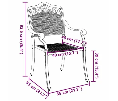 Dārza Krēsli 2 Gab. Bronzas Čuguna Alumīnijs Vidaxl