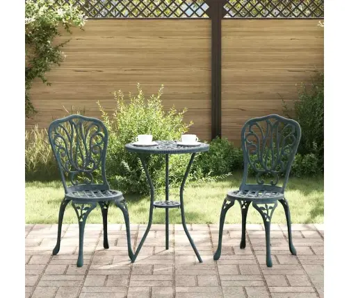 3 Daļu Dārza Bistro Komplekts Zaļā Krāsā No Čuguna Vidaxl