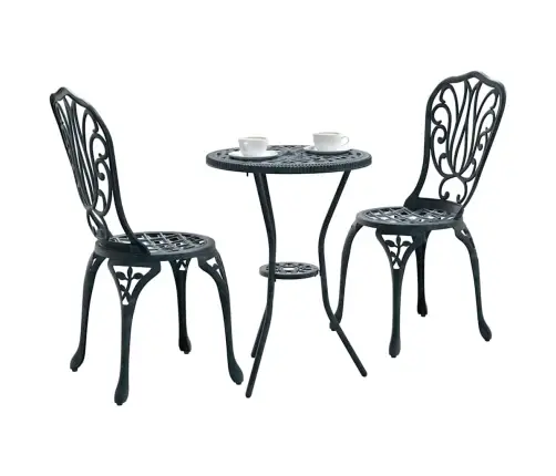 3 Daļu Dārza Bistro Komplekts Zaļā Krāsā No Čuguna Vidaxl