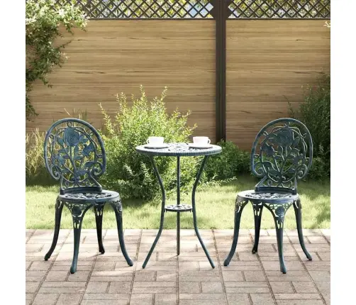 3 Daļu Dārza Bistro Komplekts Zaļā Krāsā No Čuguna Vidaxl