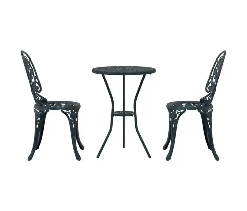 3 Daļu Dārza Bistro Komplekts Zaļā Krāsā No Čuguna Vidaxl
