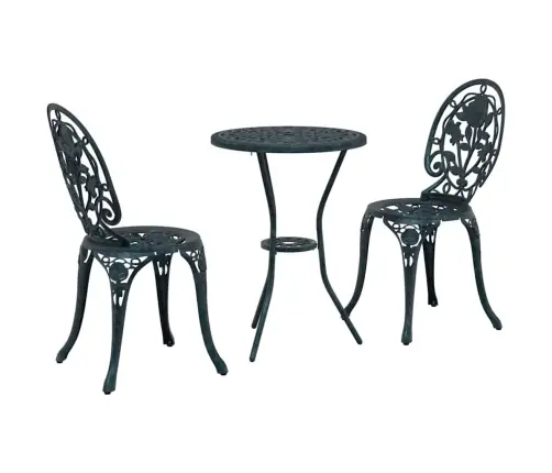 3 Daļu Dārza Bistro Komplekts Zaļā Krāsā No Čuguna Vidaxl