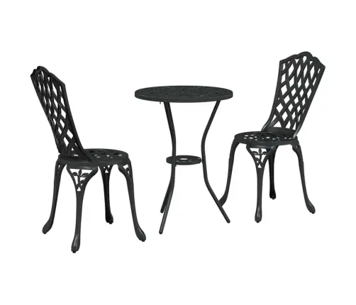 3 Daļu Dārza Bistro Komplekts Melnā Krāsā No Čuguna Vidaxl
