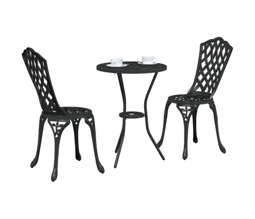 3 Daļu Dārza Bistro Komplekts Melnā Krāsā No Čuguna Vidaxl
