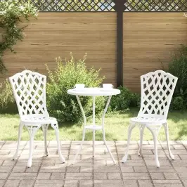 Dārza Bistro Komplekts 3 Pcs Balts Alumīnijs Vidaxl
