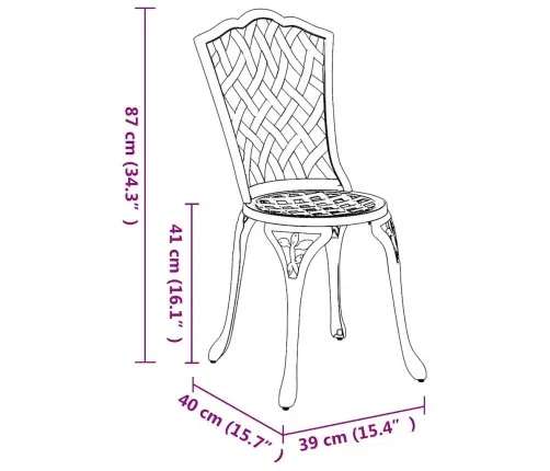 Dārza Krēsli 2 Gab. Bronzas Liešanas Alumīnija Vidaxl