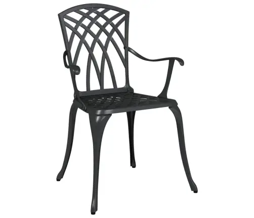 Sodo Kėdė 2 Pcs Juoda 55 X 56.5 X 91Cm Aliuminis