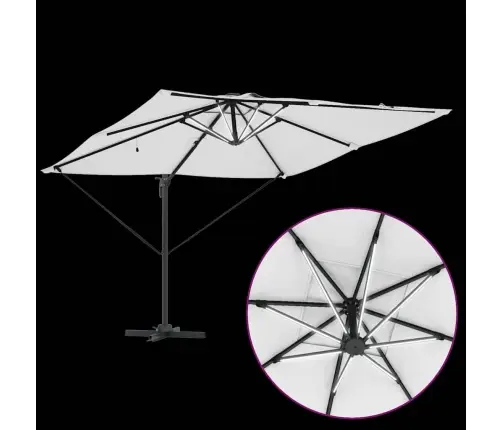 Roma Cantilever Saules Led Parasol - Smilšu Krāsā - 286 X 285 X 270 Cm - Alumīnija Vidaxl