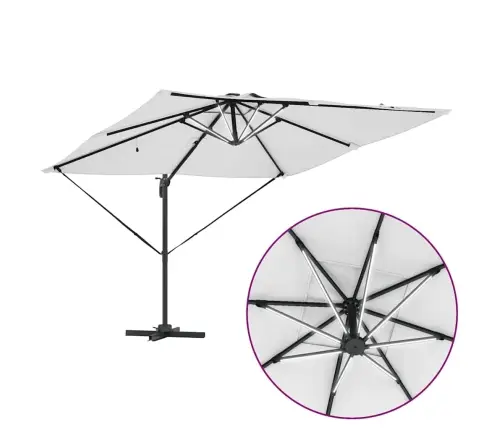 Roma Cantilever Saules Led Parasol - Smilšu Krāsā - 286 X 285 X 270 Cm - Alumīnija Vidaxl