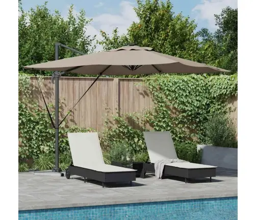 Cantilever Roma Saulessargs Ar Led – Taupe (286 X 285 X 270 Cm) – Alumīnijs Vidaxl