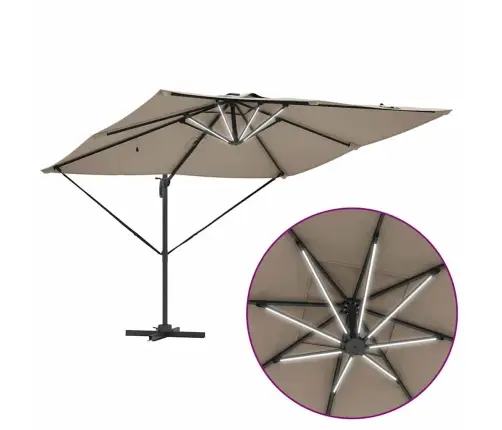 Cantilever Roma Saulessargs Ar Led – Taupe (286 X 285 X 270 Cm) – Alumīnijs Vidaxl