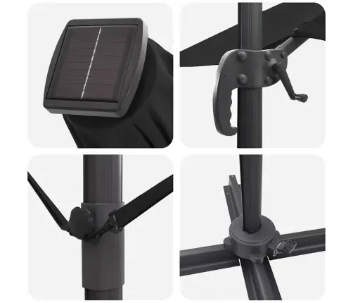 Cantilever Roma Parasol Ar Led - Melns, 286 X 285 X 270 Cm, Alumīnijs Vidaxl