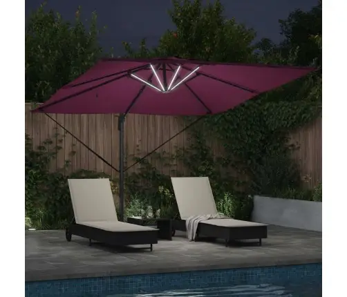 Canti Roma Saules Parasol Ar Led Bordo Sarkanā Krāsā, 286 X 285 X 270 Cm, Alumīnijs. Vidaxl