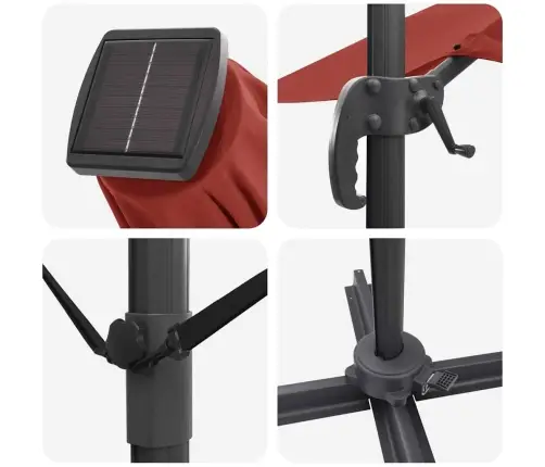 Roma Cantilever Saulessargs Ar Led Lampiņām Terakota Krāsā - 286 X 285 X 270 Cm, Alumīnijs. Vidaxl