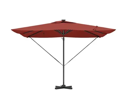 Roma Cantilever Saulessargs Ar Led Lampiņām Terakota Krāsā - 286 X 285 X 270 Cm, Alumīnijs. Vidaxl