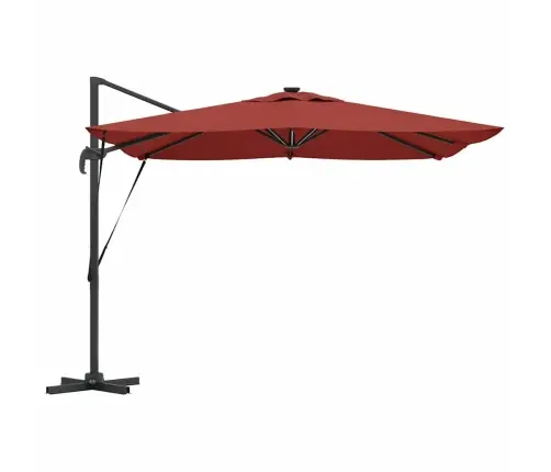 Roma Cantilever Saulessargs Ar Led Lampiņām Terakota Krāsā - 286 X 285 X 270 Cm, Alumīnijs. Vidaxl