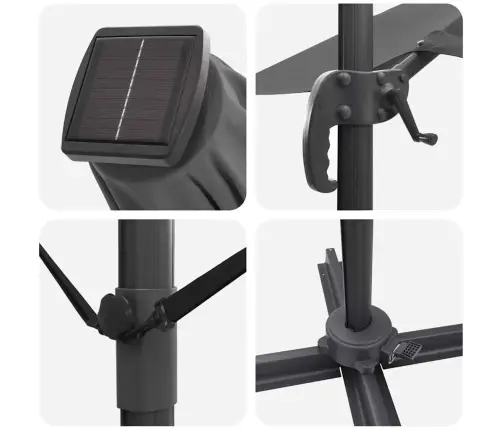 Kantleva Roma Päikesevarju Led -Ribatuledega Antratsiit Ja Must