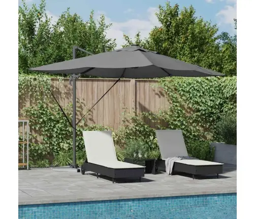 Kantleva Roma Päikesevarju Led -Ribatuledega Antratsiit Ja Must